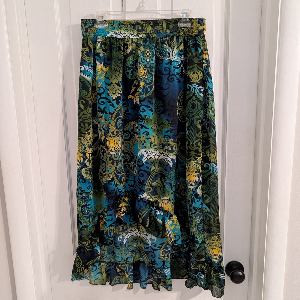 Vintage‎ Boho Womens Hi-Lo Skirt LARGE Hippie Dark Fairy Whimsy Festival India